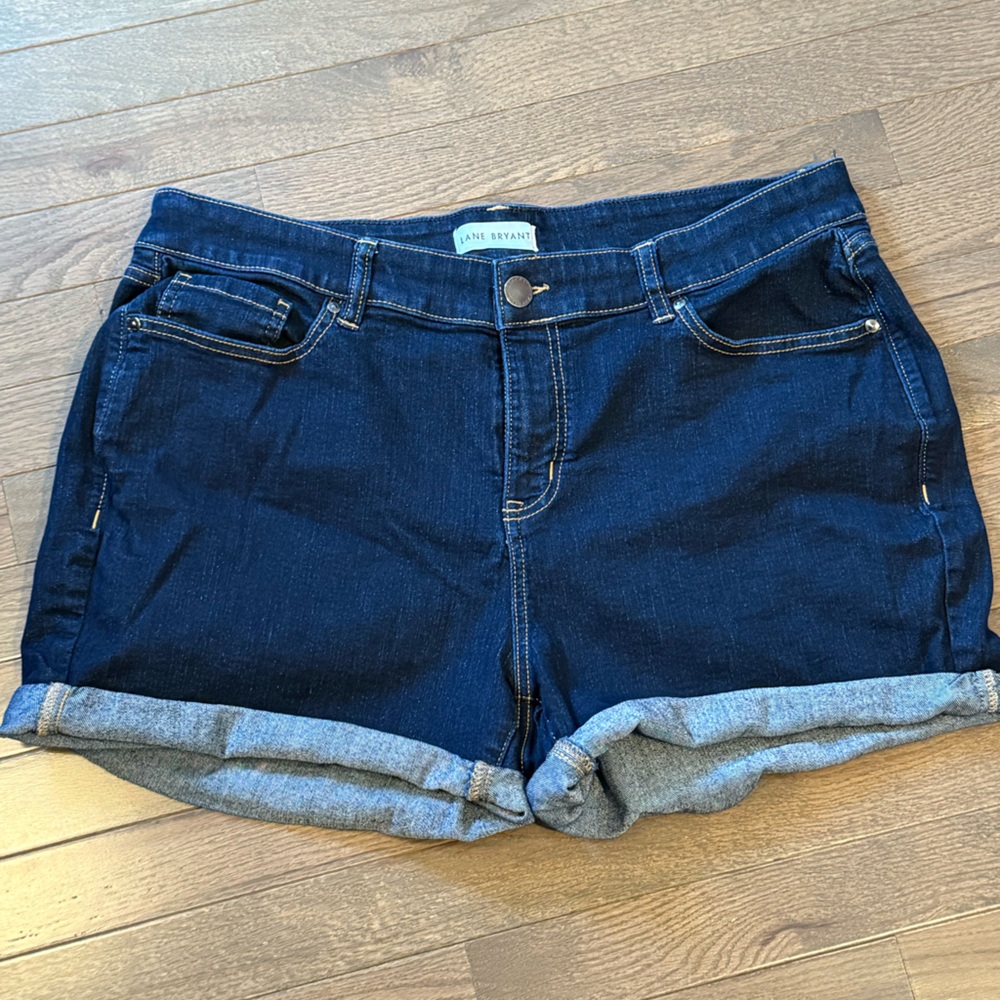 Blue Denim Shorts with Cuffs